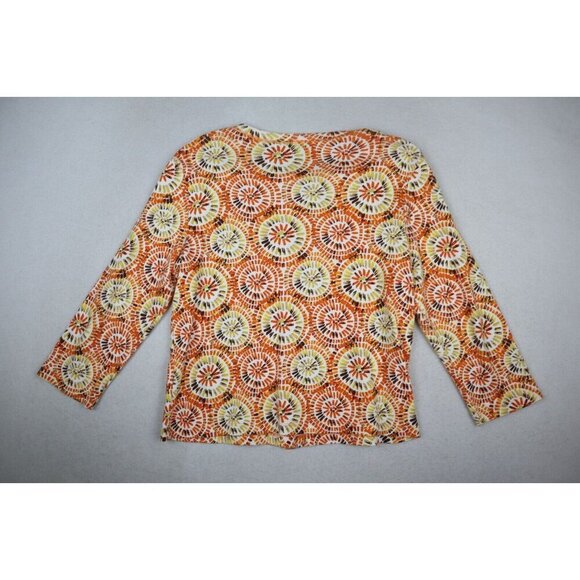 RAFAELLA - WOMEN'S ORANGE PRINT 3/4 SLEEVE STRETCH KNIT CARDIGAN SWEATER - PM - Picture 7 of 7